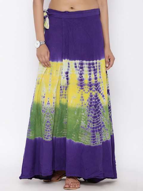 

SOUNDARYA Women Blue & Green Tie-And-Dye Printed Wrap Maxi Skirt