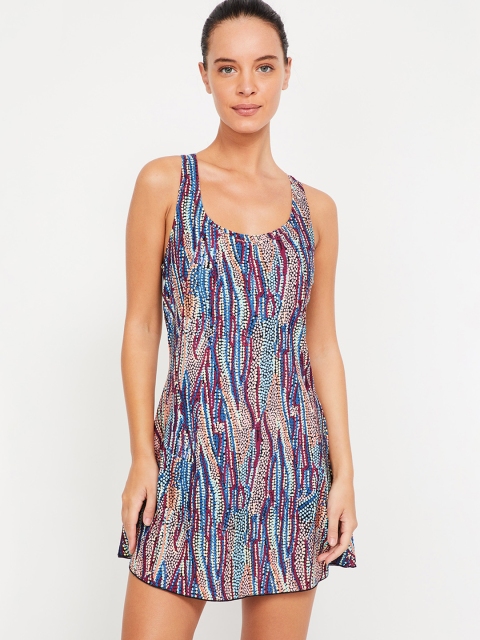 Kappa Women Blue & White Printed Mini Swimming Dress