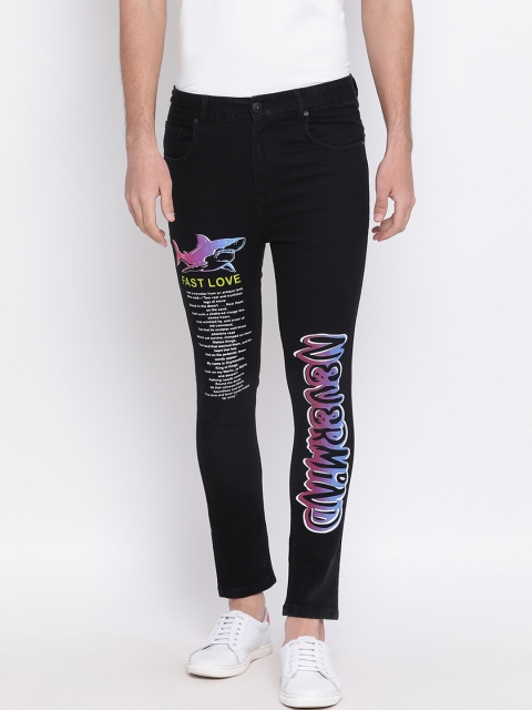 

REALM Men Black Skinny Fit Mid-Rise Clean Look Printed Jeans
