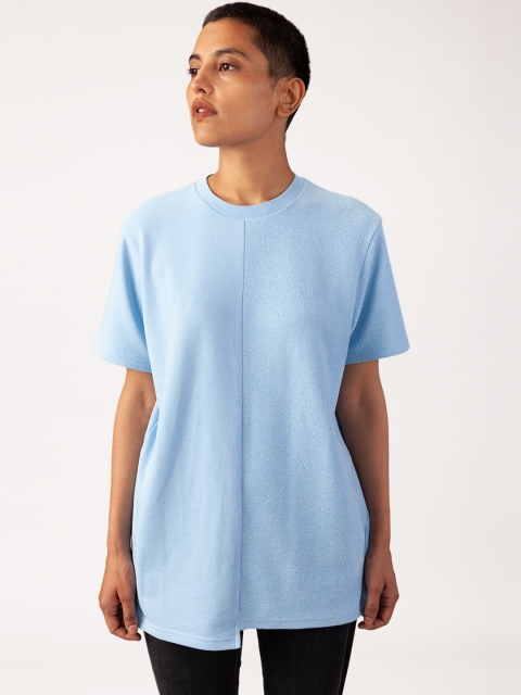 

Bhaane Unisex Blue Solid Round Neck T-shirt