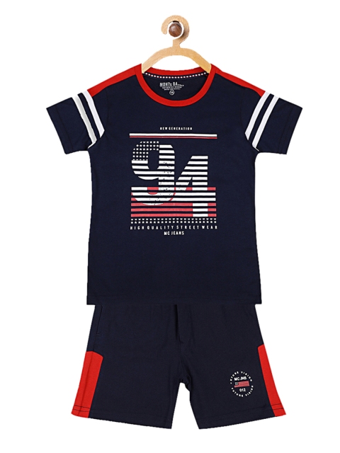 

Monte Carlo Boys Navy Blue & Red Printed Top with Shorts