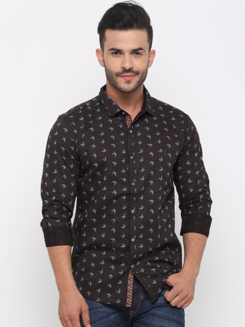 

WITH Men Brown Slim Fit Printed Casual Shirt