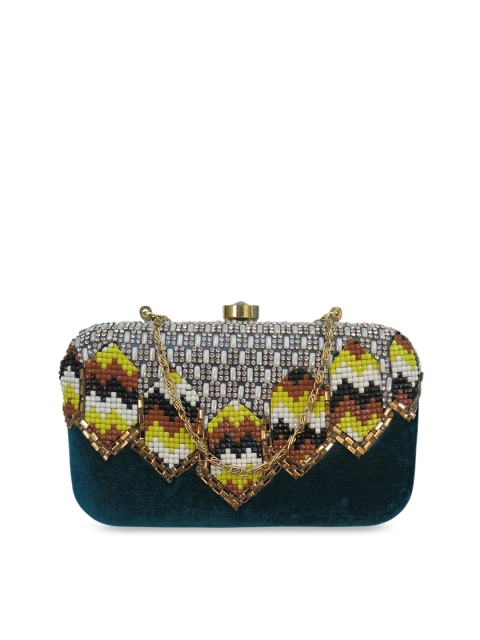 

Spice Art Black & Off-White Embroidered Clutch