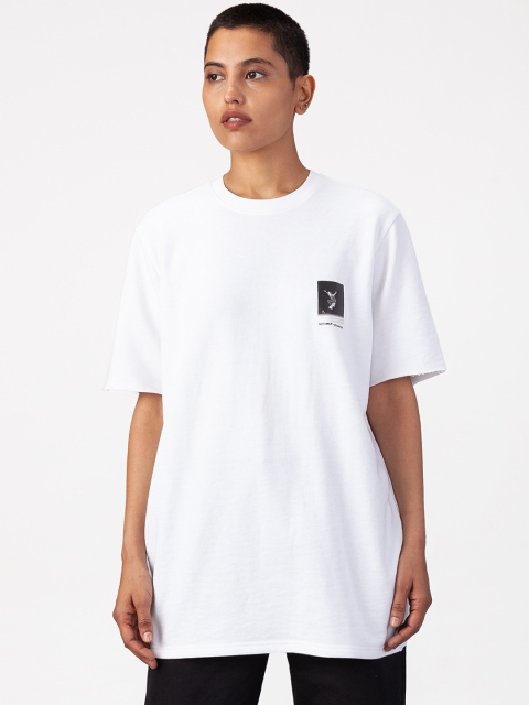 

Bhaane Unisex White Solid Round Neck T-shirt