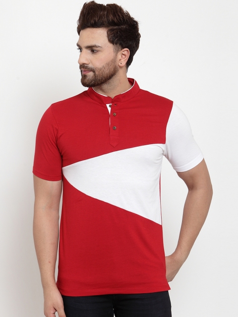

Kalt Men Red & White Colourblocked Round Neck T-shirt