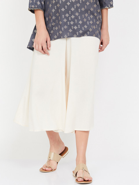 

Melange by Lifestyle Women Off-White Regular Fit Solid Culottes