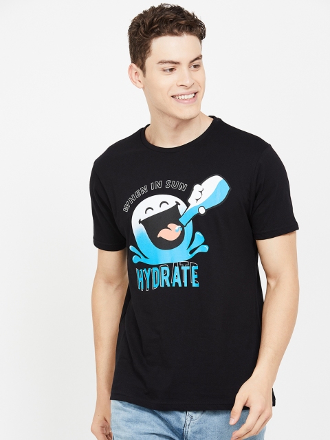 

Smiley World Men Black Printed Round Neck T-shirt