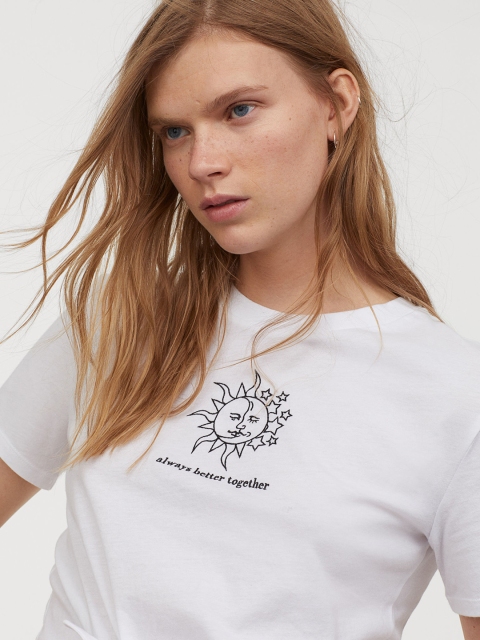 

H&M Women White Tie-Hem T-shirt