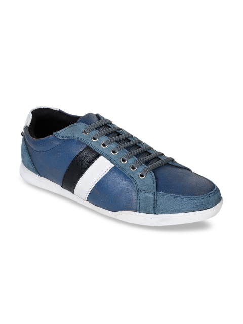 

Bruno Manetti Men Blue & White Colorblocked Leather Sneakers