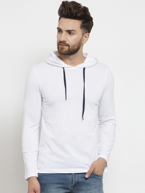 

Kalt Men White Solid Hooded T-shirt