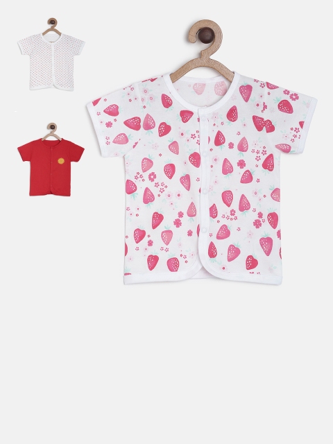 

MINI KLUB Girls Set of 3 Printed Round Neck T-shirt, White