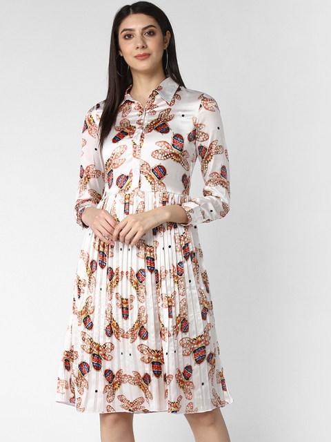 

StyleStone Women White Printed Shirt Dress