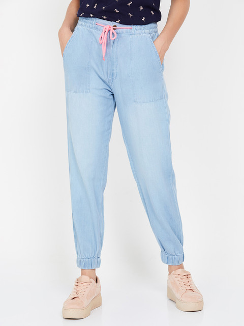 

Ginger by Lifestyle Women Blue Jogger Mid-Rise Clean Look Joggers