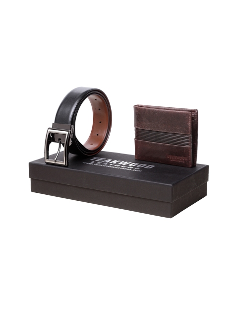 

Teakwood Leathers Men Black & Brown Genuine Leather Accessory Gift Set