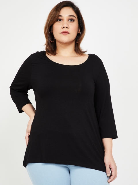 

nexus Plus Size Women Black Solid Top