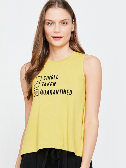 

Ginger by Lifestyle Women Yellow Printed Tank Top