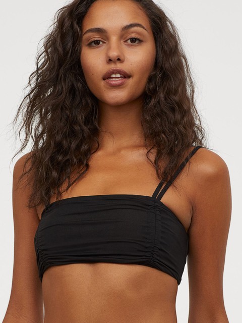 

H&M Women Black Solid Padded Bandeau Bikini Top 0861477001