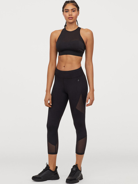 

H&M Women Black Cropped Running Tights