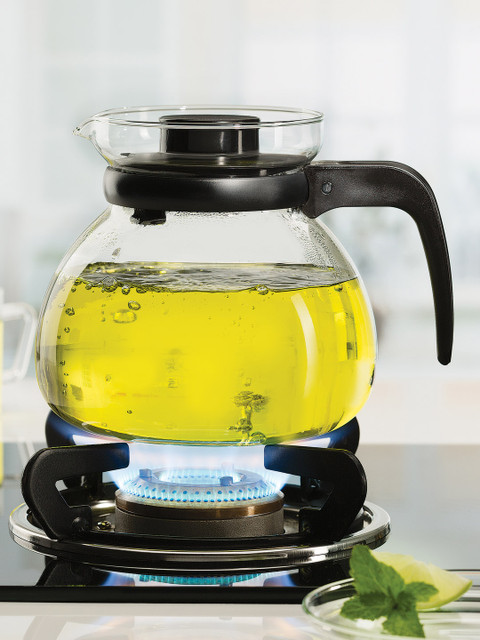 

BOROSIL Transparent Solid Carafe Flame Proof Glass Kettle With Inbuilt Strainer In Lid