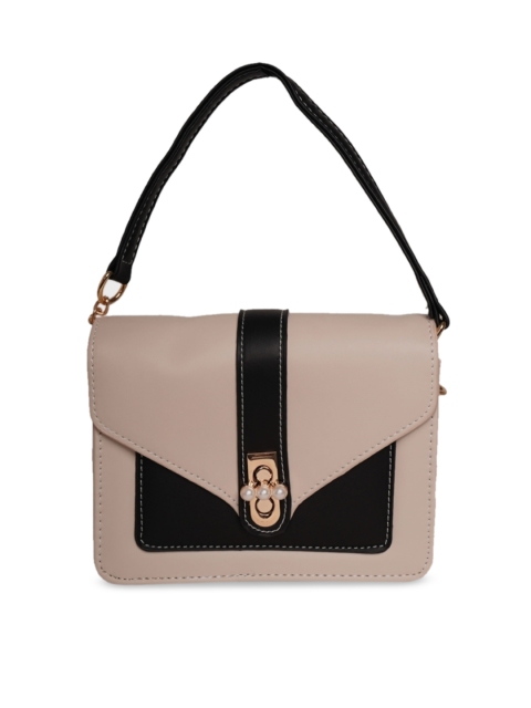 

DIVA WALK Cream-Coloured & Black Colourblocked Leather Sling Bag