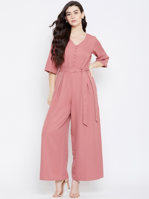 

Femella Women Pink Solid Basic Jumpsuit