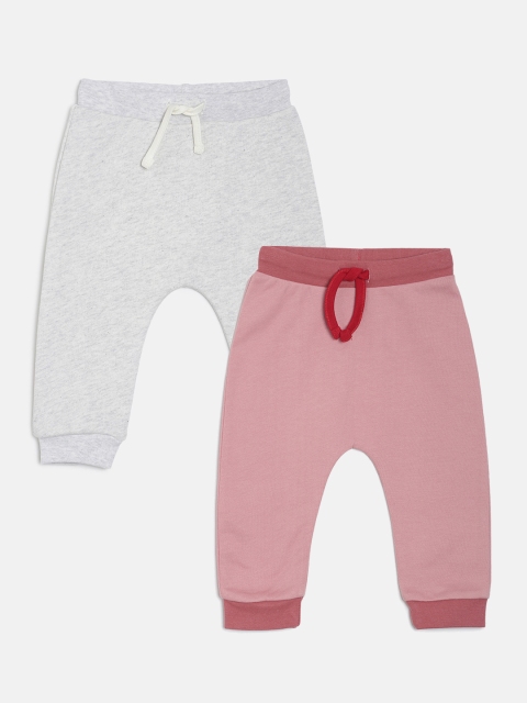 

MINI KLUB Girls Pack Of 2 Solid Joggers, Grey
