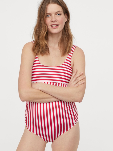

H&M MAMA Red & White Striped Swimsuit