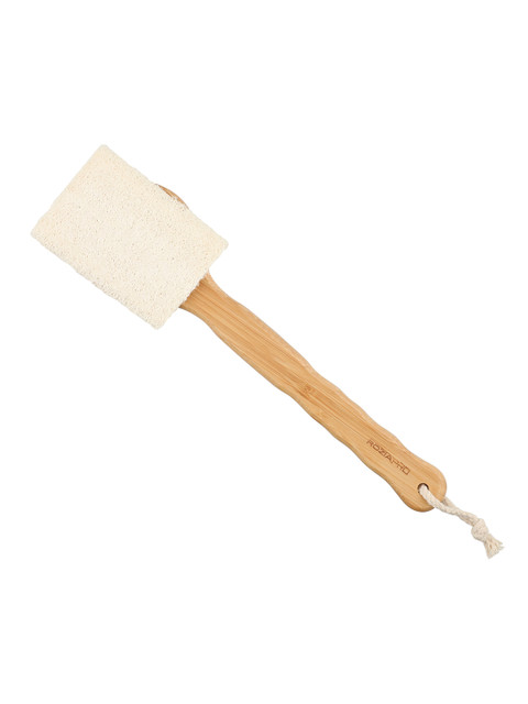 

Rozia In-Shower Essentials Natural Exfoliating Loofah Bath Brush On a Stick, Brown