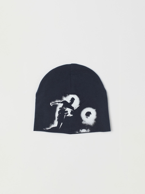 

H&M Boys Navy Blue Printed Beanie Cap