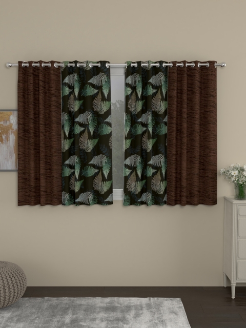 

ROSARA HOME Brown & Black Set of 4 Window Curtains