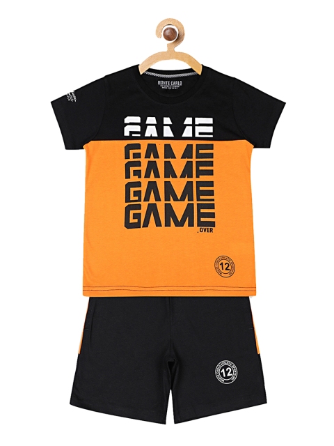 

Monte Carlo Boys Black & Mustard Yellow Printed Top with Shorts
