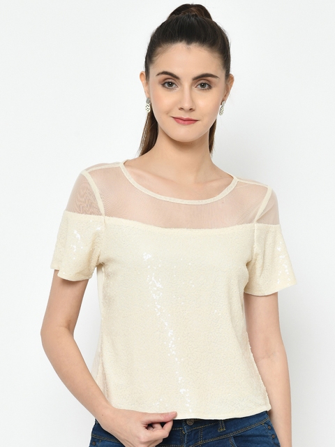 

Latin Quarters Women Off-White Embellished Top
