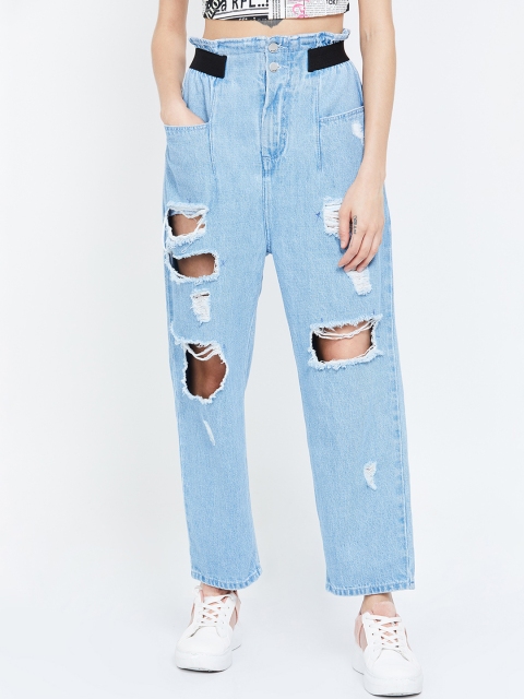 

Ginger by Lifestyle Women Blue Slim Fit Mid-Rise Highly Distressed Jeans