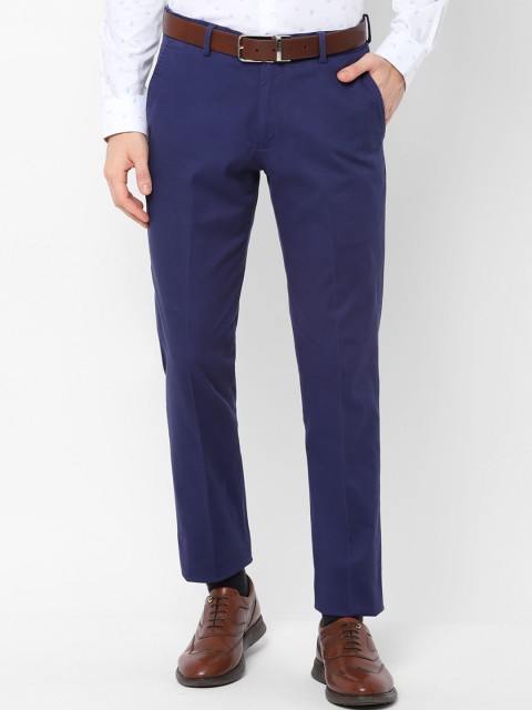 

SIMON CARTER LONDON Men Royal Blue Slim Fit Solid Formal Trousers