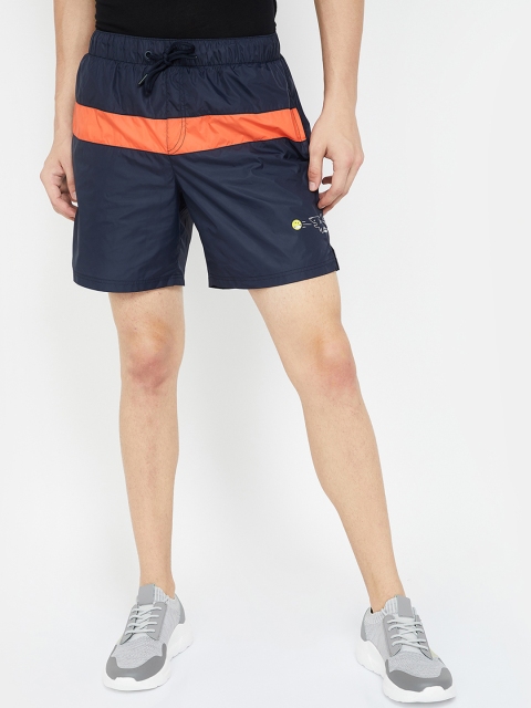 

Smiley World Men Navy Blue Colourblocked Slim Fit Regular Shorts