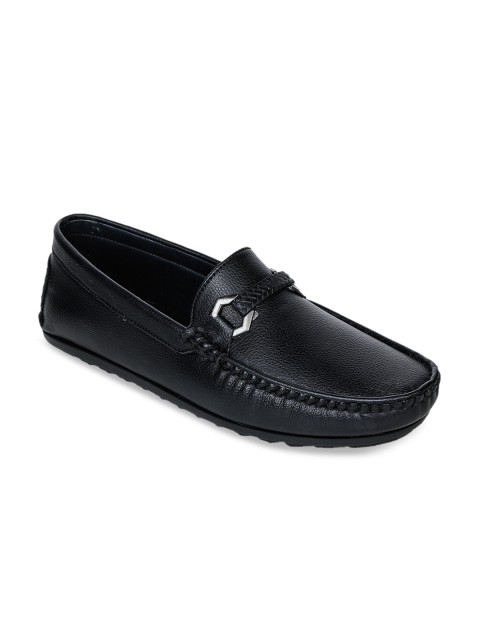 

Bruno Manetti Men Black Solid Leather Solid Leather Loafers