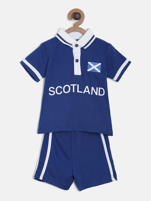 

MINI KLUB Boys Blue & White Printed T-shirt with Shorts