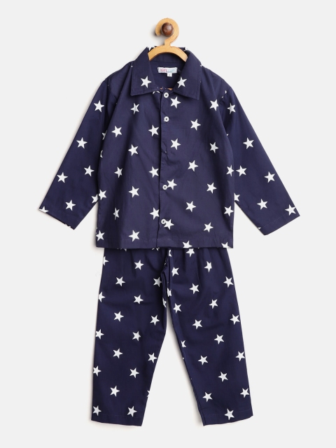 

Kids Clan Kids Navy Blue & White Printed Night suit