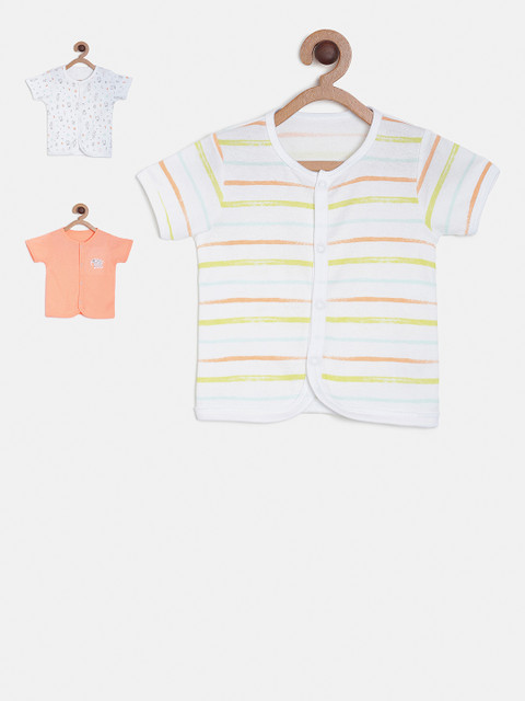 

MINI KLUB Boys Pack of 3 Round Neck Jhablas, White