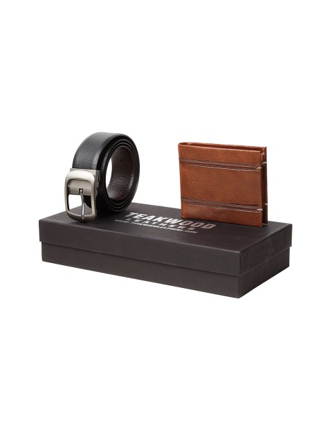 

Teakwood Leathers Men Black & Brown Genuine Leather Accessory Gift Set
