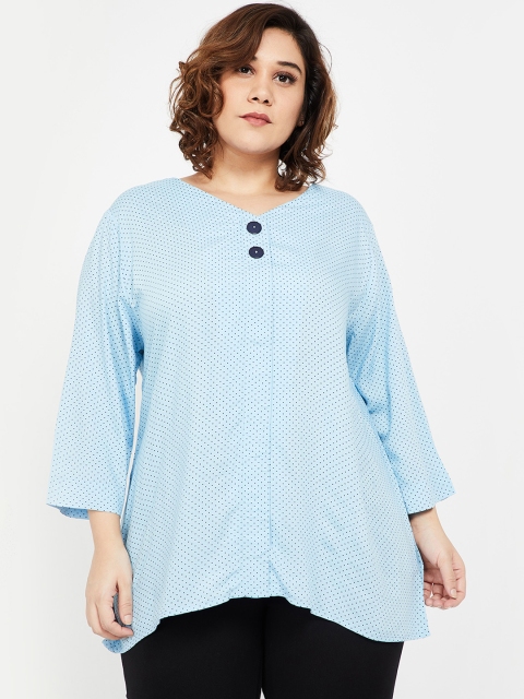 

nexus Plus Size Women Blue Solid Top