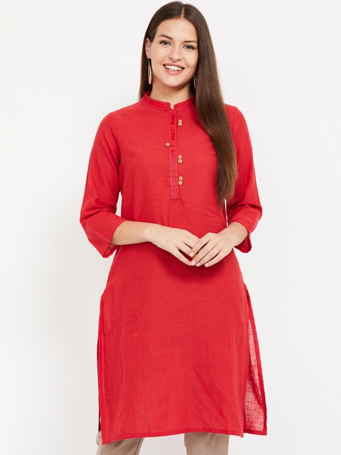 

Melange by Lifestyle Women Red Solid Straight Kurta