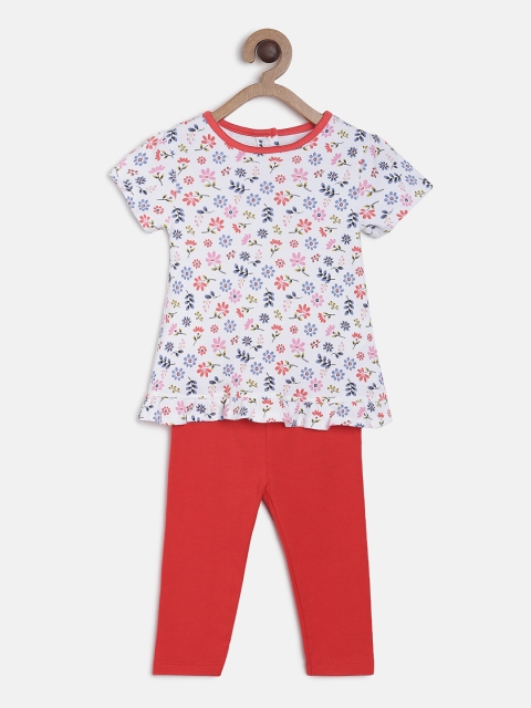 

MINI KLUB Girls White & Red Printed Top with Trousers