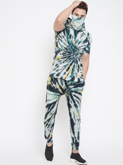 

FUGAZEE Men White & Olive Green Ombre Dyed Combo Suit