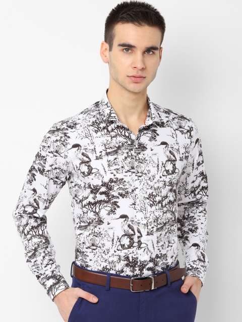 

SIMON CARTER LONDON Men White Printed Regular Fit Formal Shirt