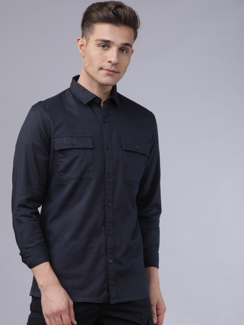 

Ecko Unltd Men Navy Blue Slim Fit Solid Casual Shirt