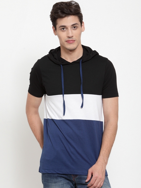 

Kalt Men Blue Colourblocked Hood T-shirt