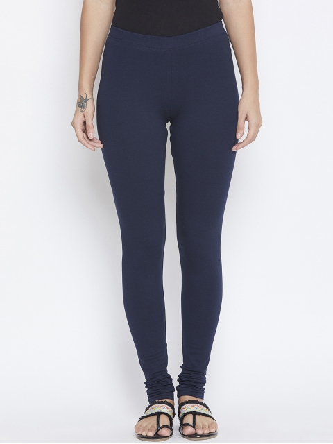 

ALIZA Women Navy Blue Solid Churidar-Length Leggings