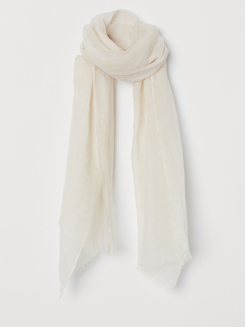 

H&M Women White Linen Scarf