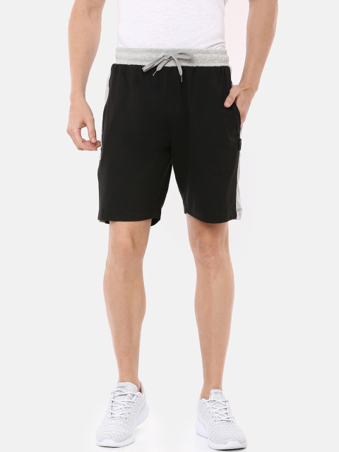 

Braveo Men Black Solid Slim Fit Regular Shorts with Side Stripes